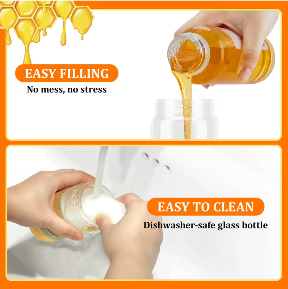 No Drip Glass Honey Dispenser